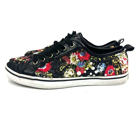 GUESS WGGOODLY Womens Floral M Sneakers, Fabric, Leather Trim Sz 7M - Picture 3 of 11